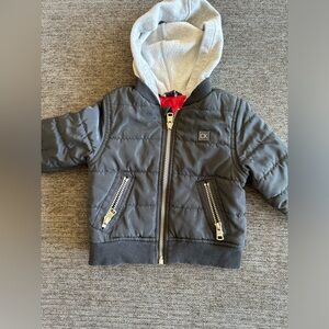 Calvin Klein Layered Look Bomber Hoodie Jacket. Infant Size 12M. Black. CK logo